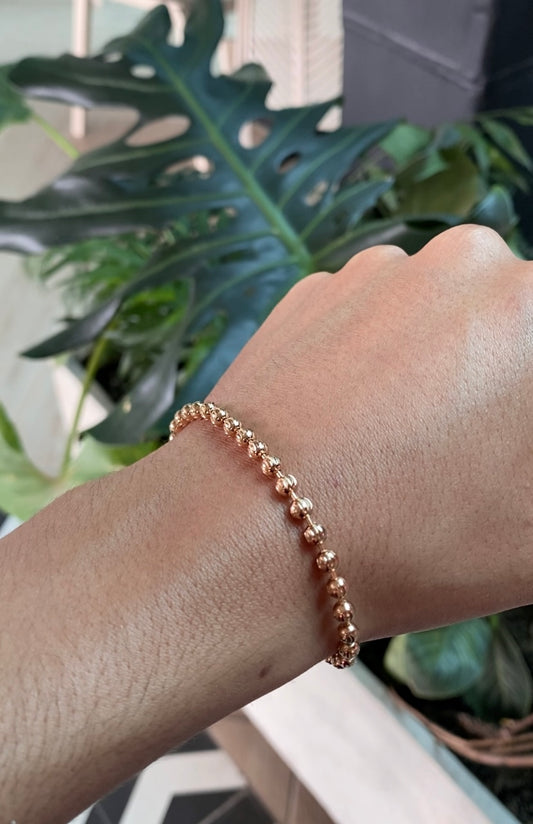 Pulsera militar diamantada oro rosa 4mm