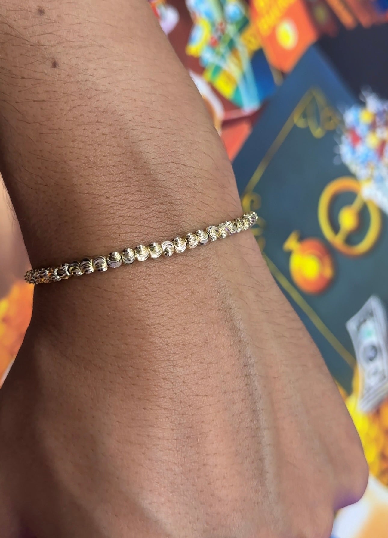 Pulsera diamantada balín 4mm oro amarillo