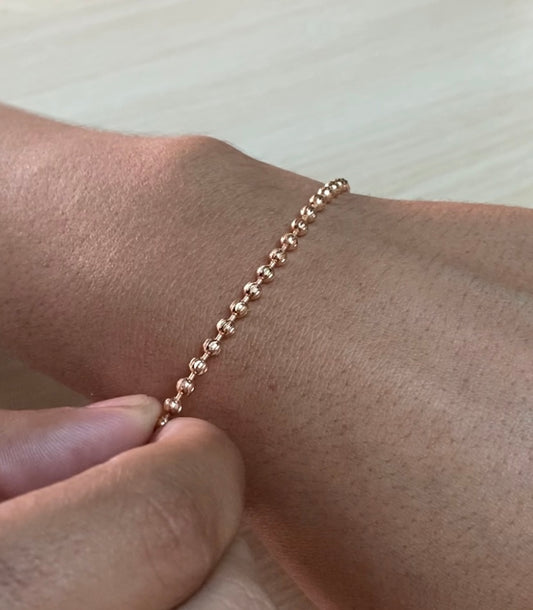 Pulsera militar oro rosa diamantada 2mm