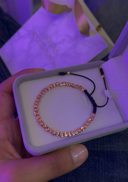 Pulsera diamantada rosa balín 4mm