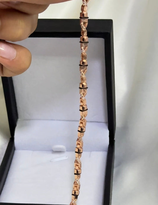 Tobillera rústica con cristales oro rosa