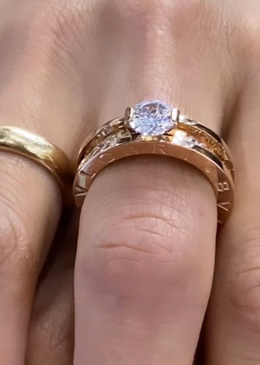 Argolla Bvlgari oro rosa con cristal
