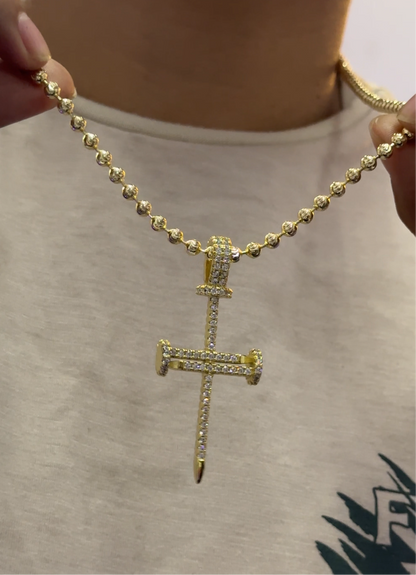 Militar dorada diamantada con cruz brillante