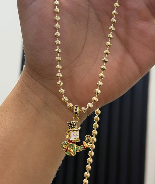 Cadena militar diamantada con dije Mac pato silueta