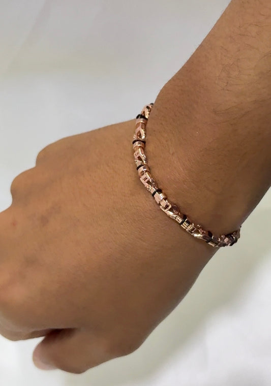 Pulsera Rústica con cristales oro rosa