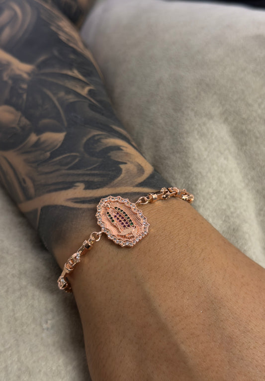 Pulsera rústica cristal blanco con dije
