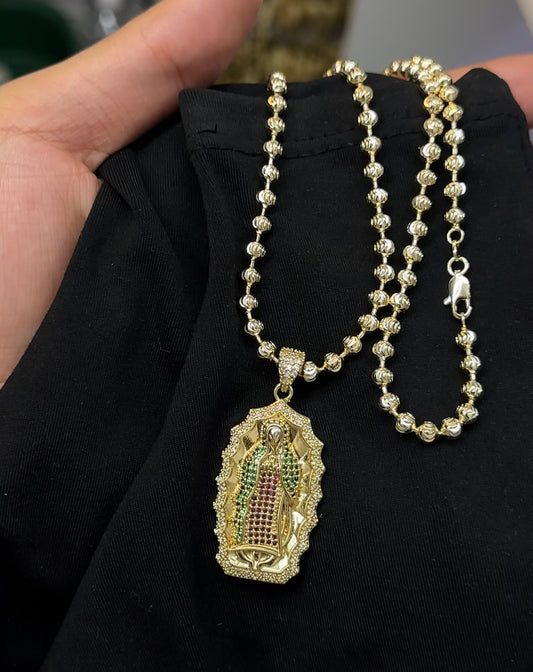 Militar diamantada dorada con virgen de Guadalupe