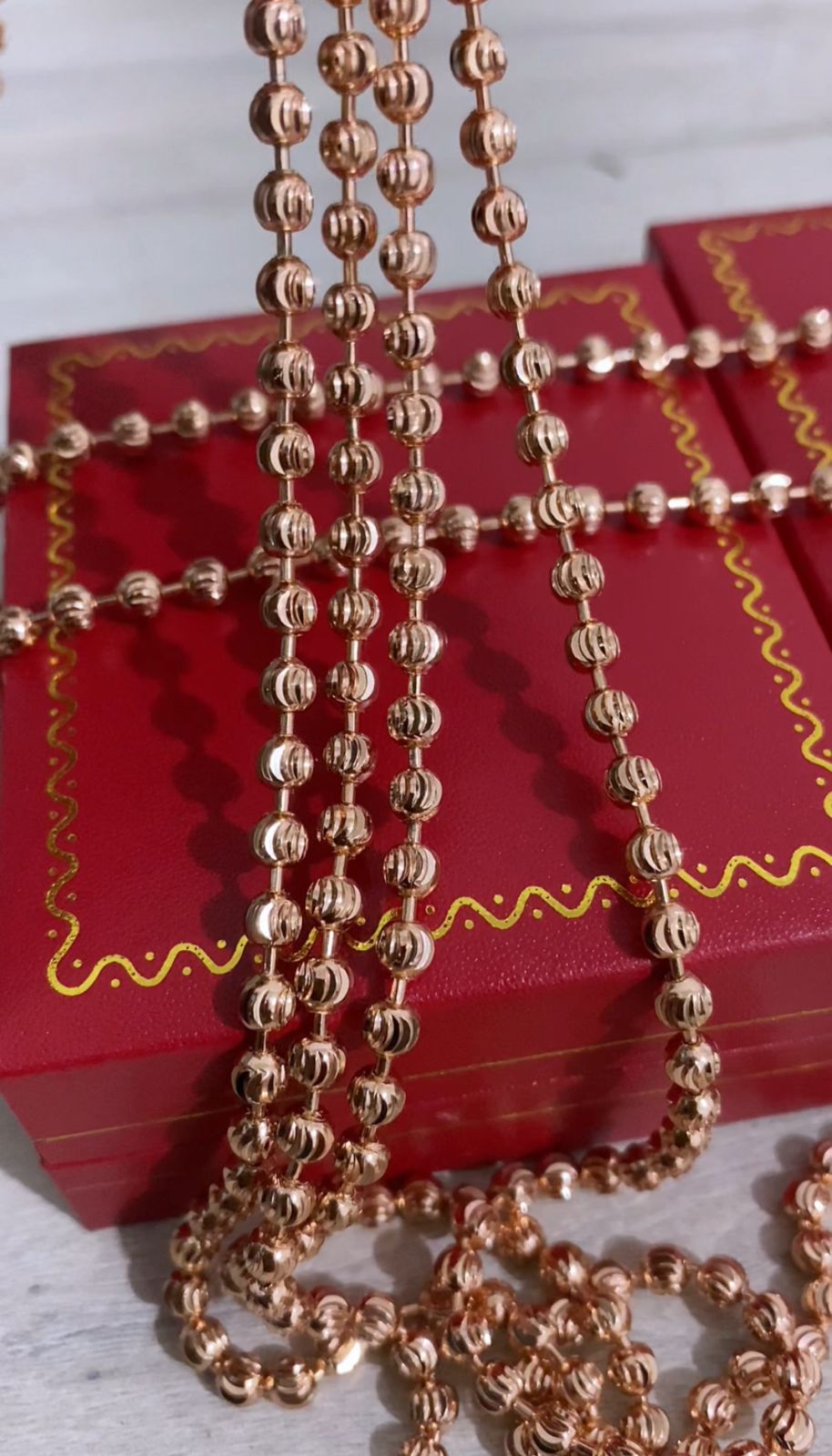 Cadena militar diamantada oro rosa 70cm