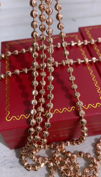 Cadena militar diamantada oro rosa 70cm